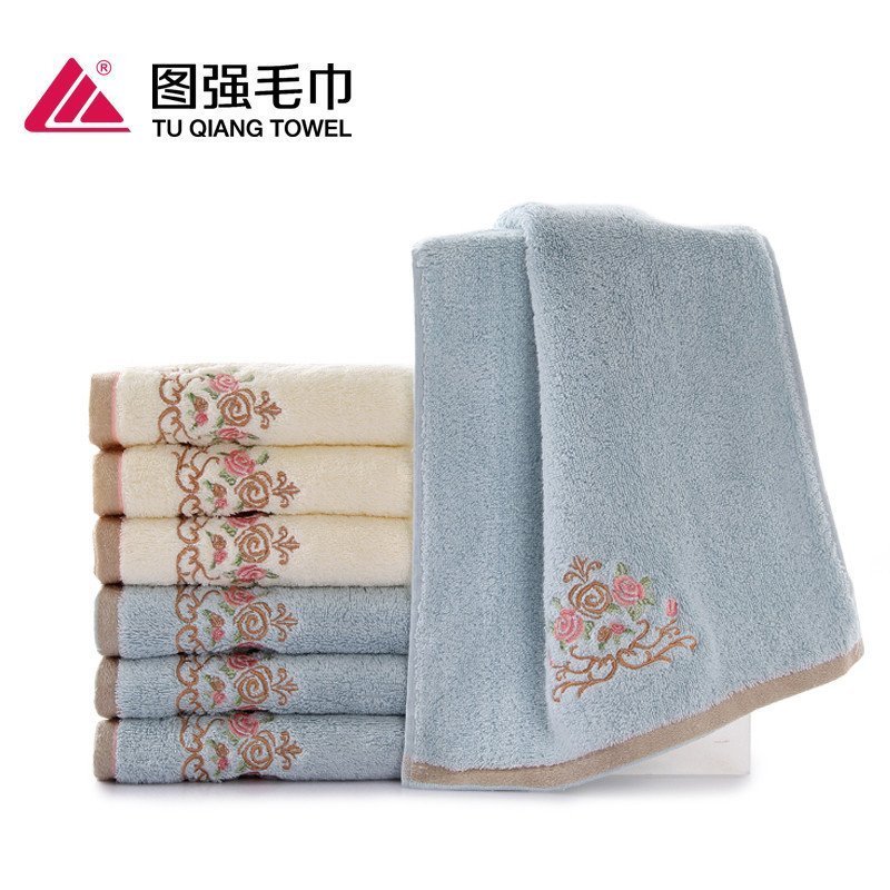 图强花篮纯棉毛巾加厚成人全棉洗脸毛巾情侣面巾素色吸水超柔软_1 34*76cm 米色