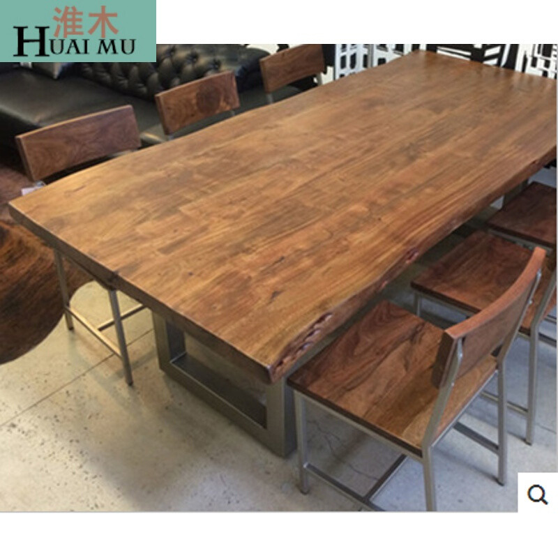 淮木（HUAIMU）仿古做旧铁艺实木不规则餐桌办公桌咖啡厅长桌书桌会议桌大班桌 桌280*90*75木板8cm