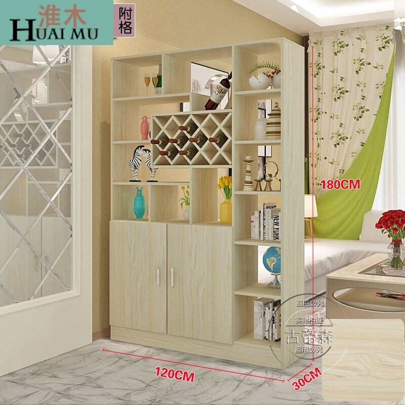 淮木（HUAIMU）玄关柜酒柜厅柜置物古董架鞋柜隔断柜屏风客厅展示柜客厅装饰柜四附格（图案 两门附格白樱桃