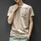 韦斯普 2018夏季新款男士纯棉短袖T恤文艺青年港风修身潮男圆领体恤衫B-T155 L 卡其色