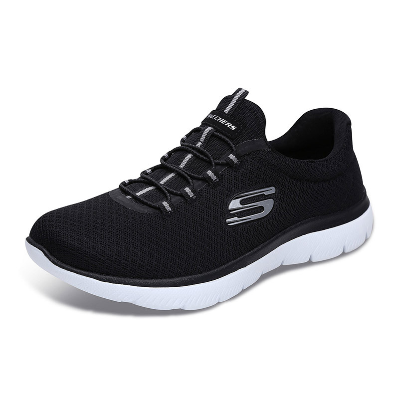 Skechers斯凯奇女鞋休闲鞋2018新款轻质一脚蹬透气运动鞋12980 12980/BKW黑色+白色 37码