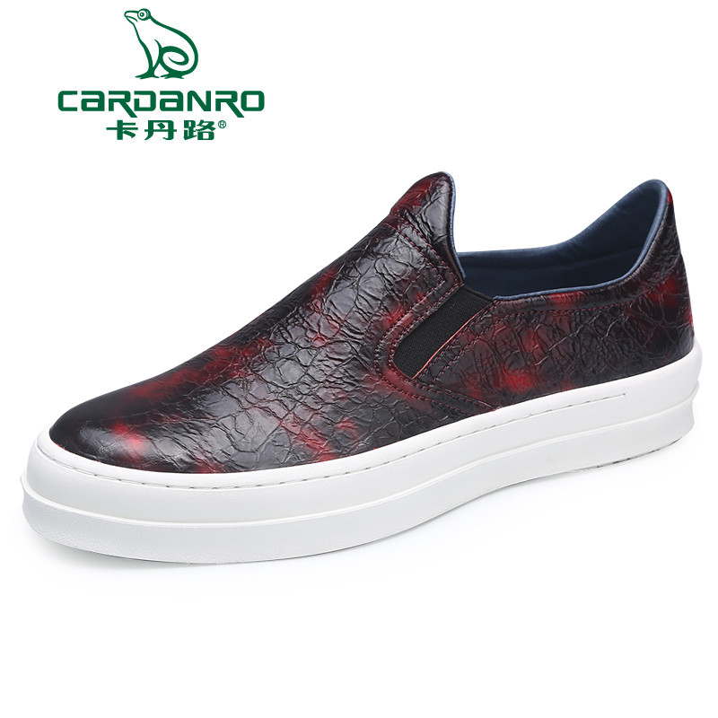 Cardanro/卡丹路真皮休闲板鞋懒人鞋套脚乐福鞋日常休闲皮鞋_gFN46 酒红色-DQ80583684 42