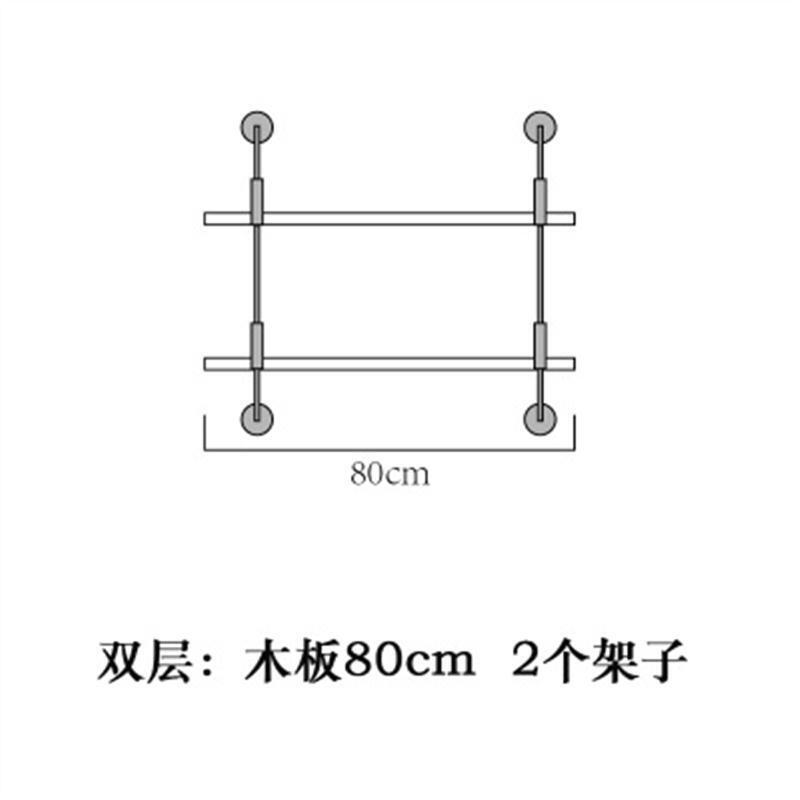 墙上置物架壁挂书架实木创意壁柜层板一字隔板铁艺支架工业风书柜双层木板150 双层木板80