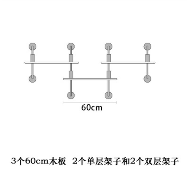 墙上置物架壁挂书架实木创意壁柜层板一字隔板铁艺支架工业风书柜双层木板150 组合一