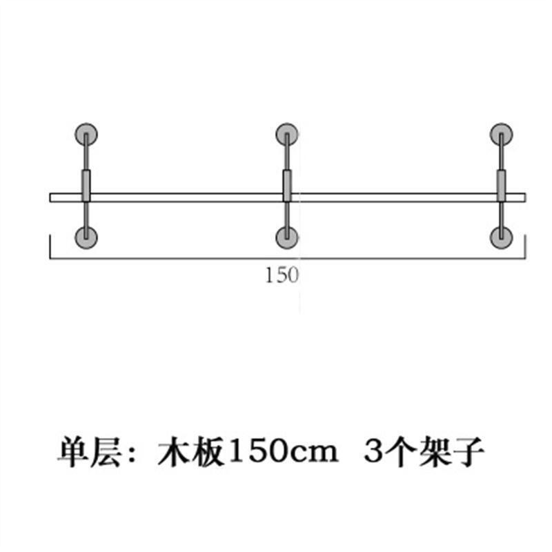 墙上置物架壁挂书架实木创意壁柜层板一字隔板铁艺支架工业风书柜双层木板150 木板150