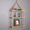 创意一字隔板置物架麻绳书架墙上收纳客厅卧室壁挂装饰品简约现代_2 白枫色四层