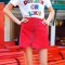 2018夏装新款不规则半身裙学生开叉A字裙春红色短裙ins超火学院风 L 红色