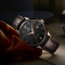天王表男式手表自动机械表皮带表防水休闲时尚男士腕表5958 黑盘黑表带
