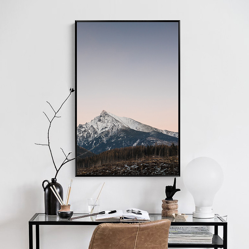 北欧式装饰画现代简约客厅组合挂画卧室床头沙发风景墙画清新壁画_6 天蓝色I款
