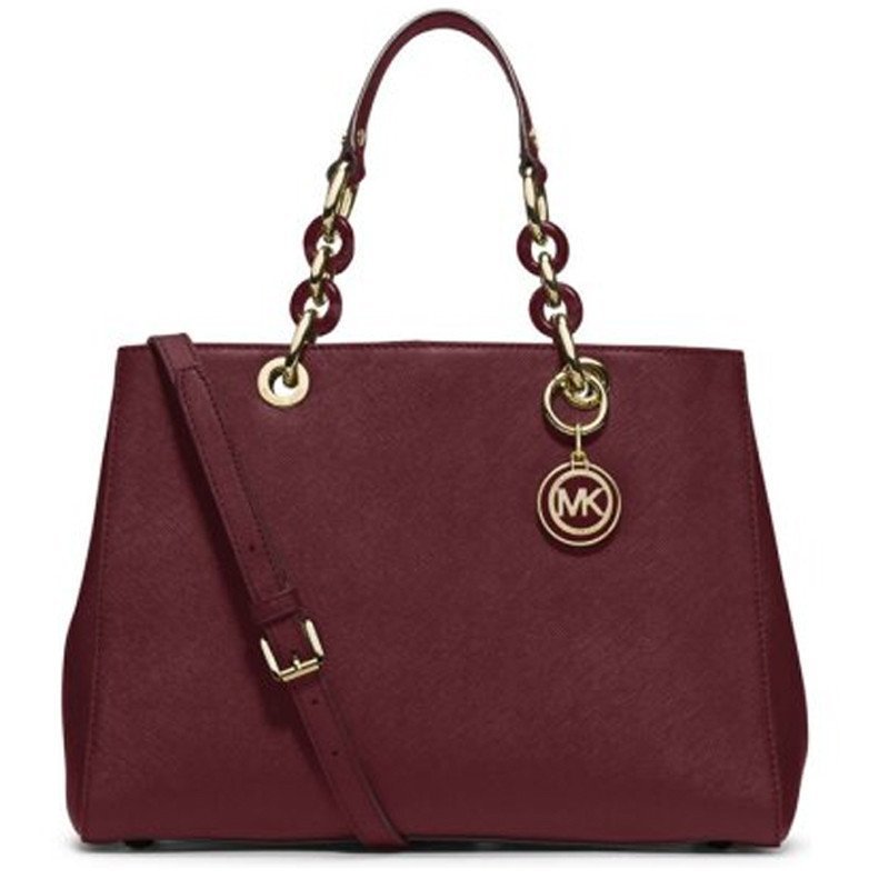 迈克.科尔斯(MICHAEL KORS)女包 牛皮戴妃包中号单肩手提多用女包 多色选 30S3TCYS2L 酒红1