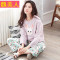 秋季韩版女士睡衣卡通长袖裤纯棉全棉睡衣女宽松家居服秋冬套装_1 M 8867紫兔