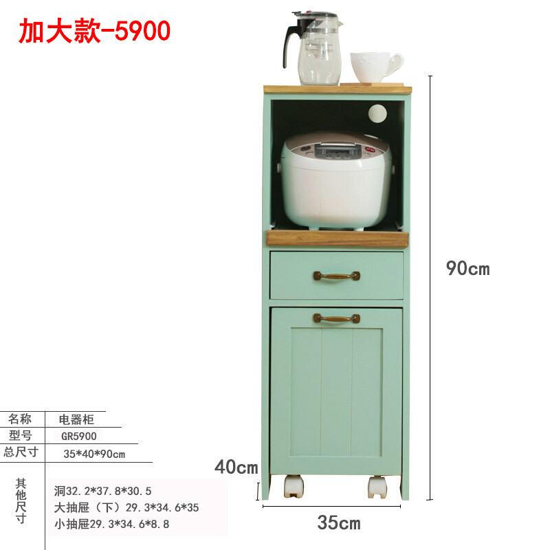 淮木餐边柜实木现代简约多功能微波炉柜收纳储物柜客厅茶水柜厨房碗柜WH6824纯白色玻璃双 GR5900绿蓝色