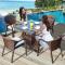 淮木户外桌椅藤编茶几三件套庭院阳台家具五件套装休闲藤椅子靠背组合_8 藤编桌椅4+1(含坐垫，80圆桌)