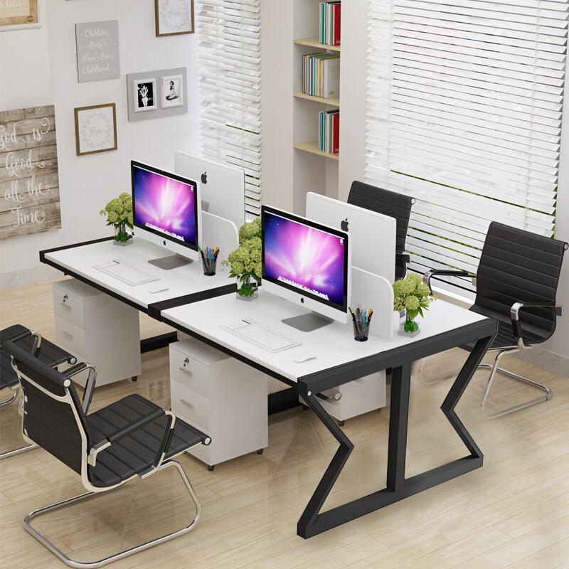 淮木职员办公桌四人位多人员工电脑桌椅组合2/4/6人位工作位屏风卡座_0 120*120双人位(不含柜子)