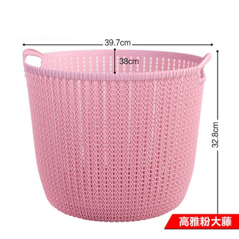 大号家用脏衣篮塑料脏衣篓脏衣服收纳筐玩具收纳桶衣服篮洗衣篮多功能时尚创意浴室厨房收纳篮生活_5 高雅粉【大藤】