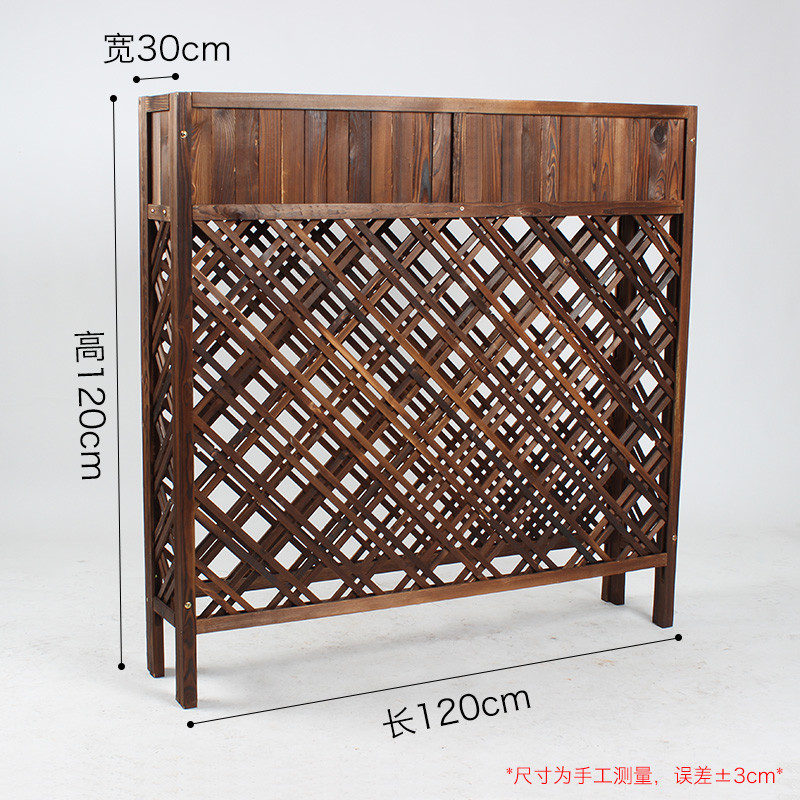 户外防腐木花槽隔断花架商场网格实木栅栏木花箱餐厅装饰花盆架子_7 碳化120x120x30