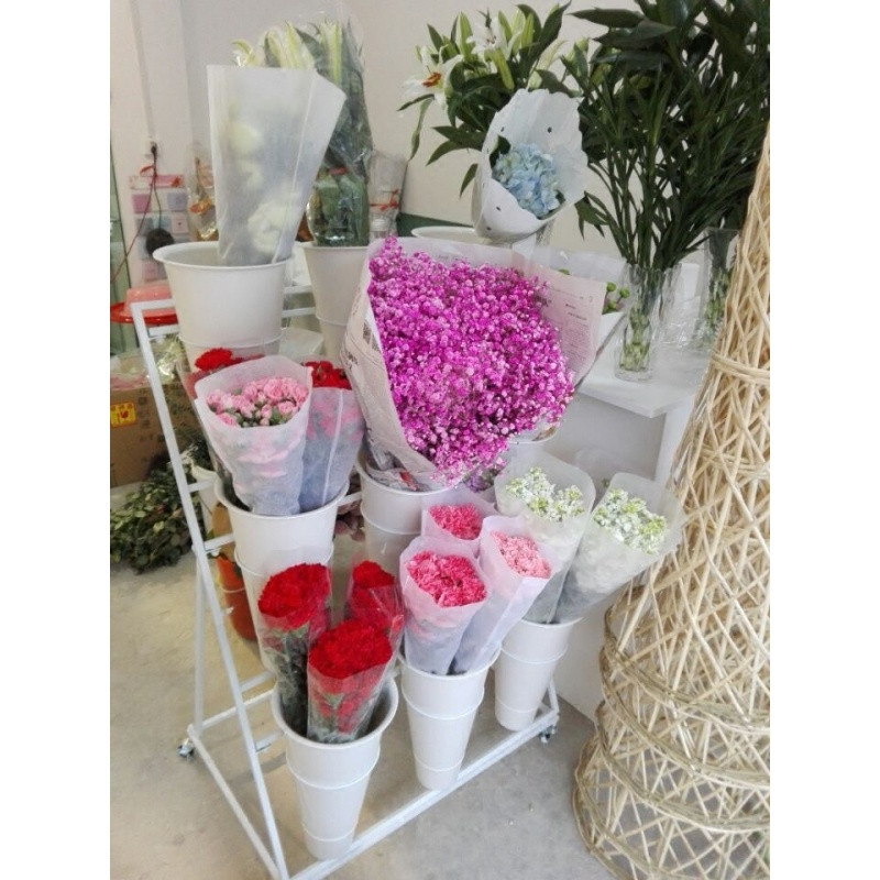 大号塑料桶花架花桶架鲜花桶花器鲜花架花店花架婚庆用品_7 一层4个2层（黑色）