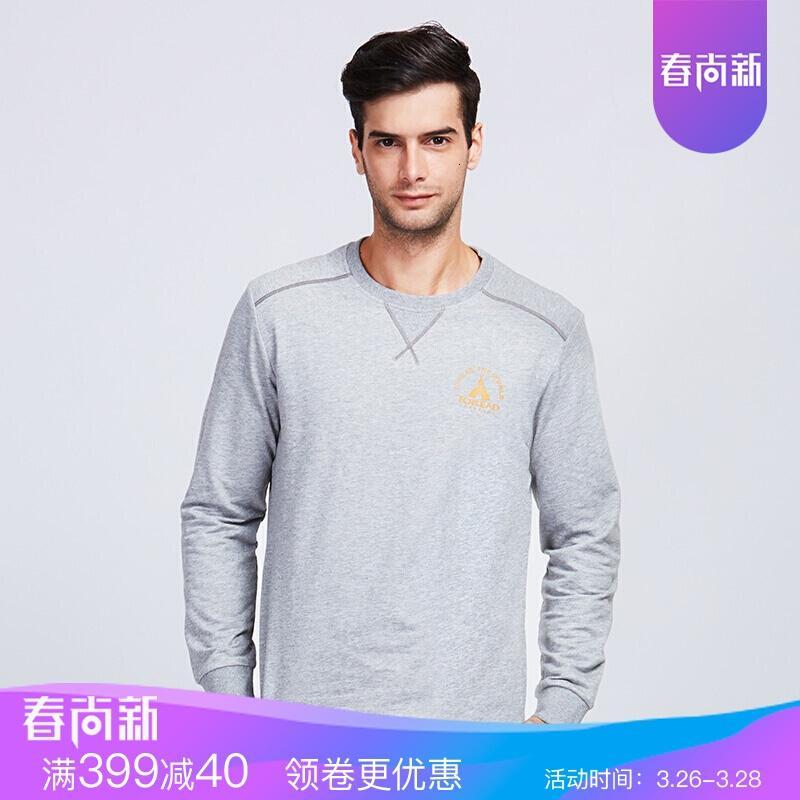 TOREAD/探路者户外17男女情侣春季舒适印花套头卫衣长袖T恤TAUF91786/TAUF92787_4 TAUF91786-G29X深花灰男 2XL