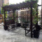 防腐木屋凉亭户外庭院家具葡萄架阳台花园休闲桌椅碳化木爬藤花架_8 超大款带椅子配120长×75宽方桌