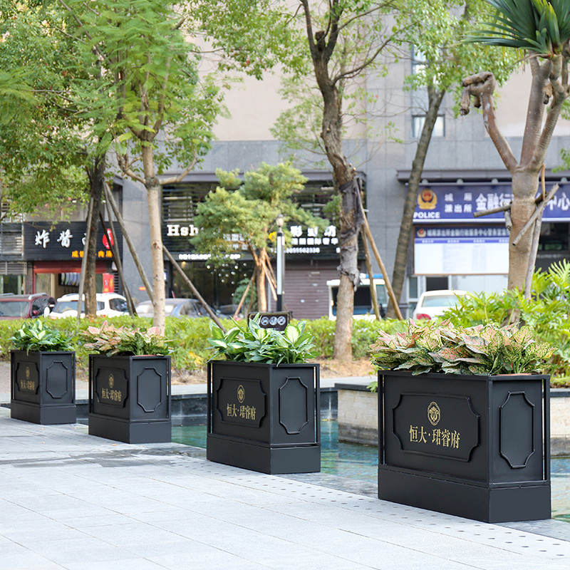 铁艺复古落地花箱花槽户外园艺长方形广场街道花架客厅花盆架_6 长宽高100*30*60厘米