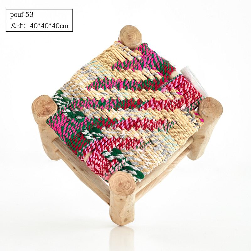 淮木品牌印度坐墩时尚圆墩美式懒人沙脚墩创意搁脚凳子pouf-32羊毛 pouf-53棉