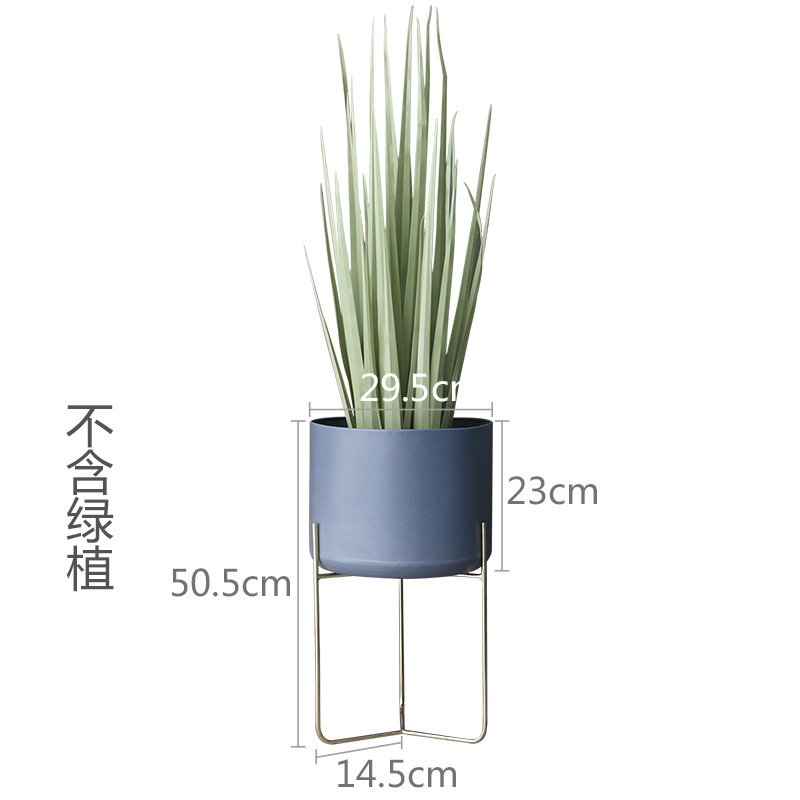 myfine创意北欧铁艺花架阳台客厅室内落地式现代简约花盆绿萝_7 烟灰紫大号不含植物