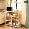 新款创意厨房置物架落地多层柜子储物柜架子家用微波炉架烤箱架收纳架碗架 A款白架+原野橡木