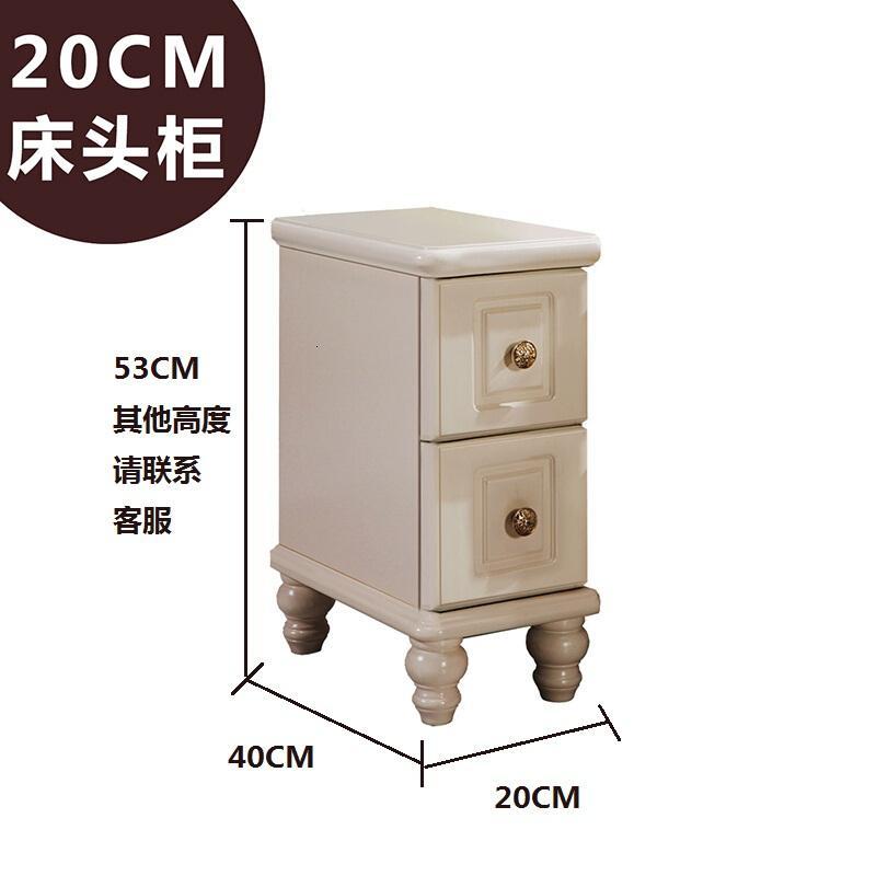 淮木25/30/35/40/45/50cm简约简欧迷你欧式窄床头柜小户型卧室实木定制尺寸专_0 20cm象牙白田园床头柜实木滑轨