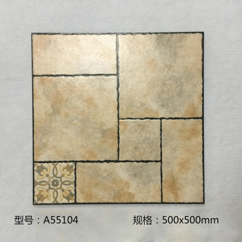 庭院仿古砖拼花砖500x500花园阳台地砖户外露台瓷砖防滑防冻地砖 500*500 55104