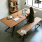 新款创意美式乡村loft工业风格家具实木餐桌工作会议桌咖啡桌设计师长条桌 长凳160*35*45