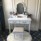 淮木欧式梳妆台大小户型卧室实木化妆台现代简约家具梳妆桌经济型组装大五抽白色*（送灯带凳子） 大五抽黑色*预售（送方凳）