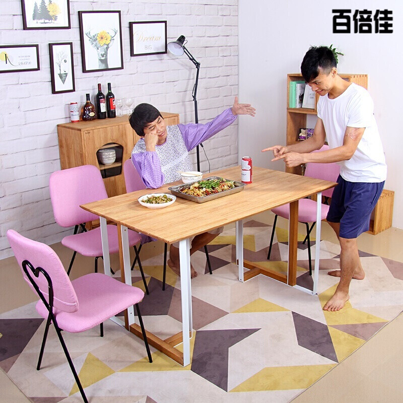 新款创意北欧餐桌椅组合现代简约长方形实木饭桌工业风loft铁艺桌子家具 1.36米(原木+时尚珍珠白)