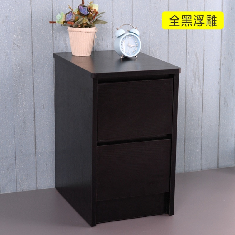 小床头柜迷你整装简约现代儿童小型边柜定做202530354045cm_22 全黑浮雕【现货30cm】无拉手