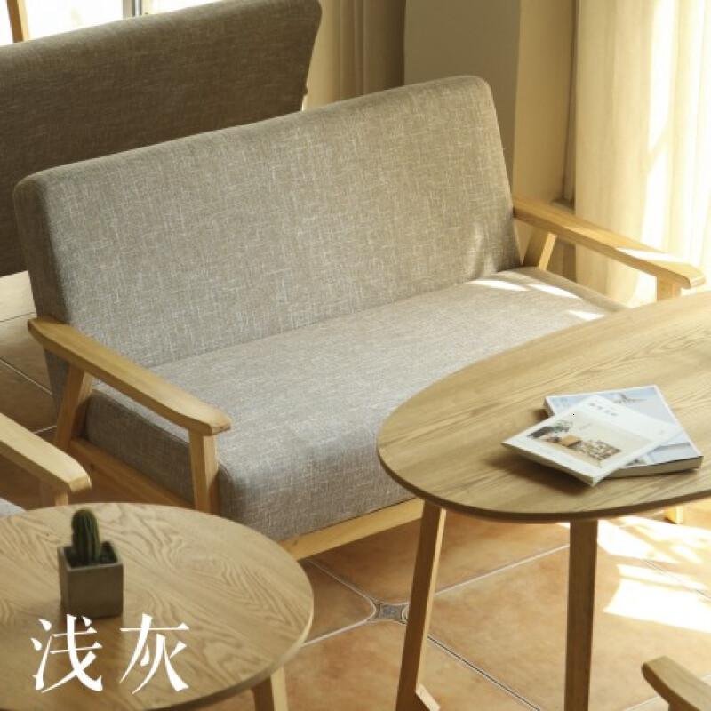 淮木西餐咖啡厅甜品奶茶店洽谈桌椅组合简约休闲双人卡座办公室布沙双人一组1桌2椅_5 亚浅灰常规双人