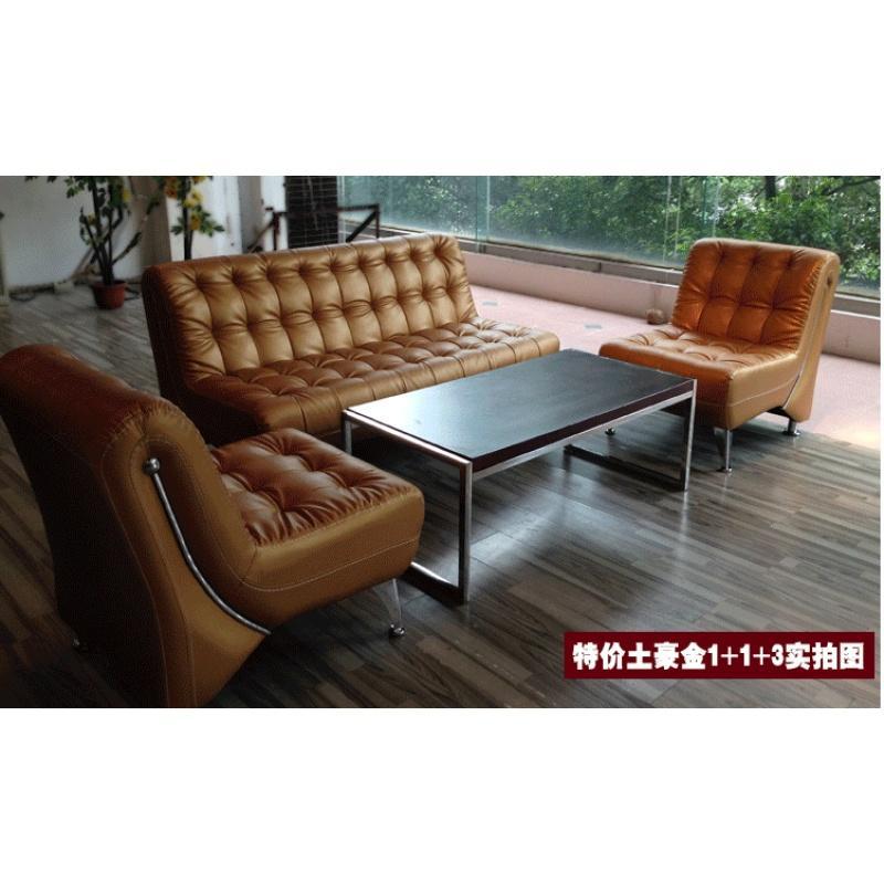 淮木商务办公沙简约现公室沙茶几组合三人位五金简易小型沙_5 红色三人位