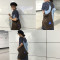实拍学生单肩包斜跨大包复古购物袋男女斜挎包灯芯绒布包 黑色