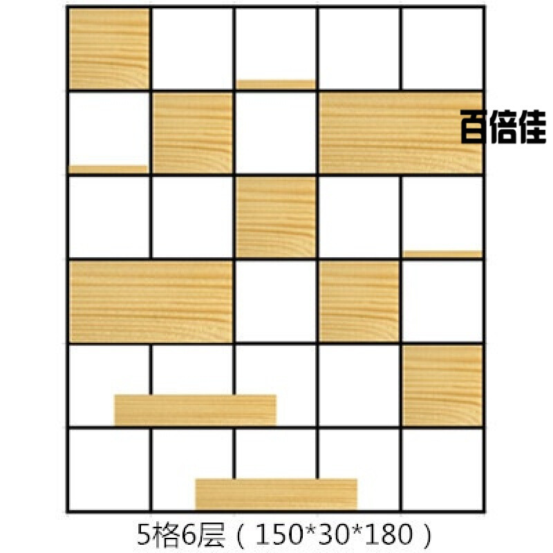 创意新款简约屏风实木玄关架北欧木格子花架铁艺置物架客厅书架办公室隔断 套餐十七