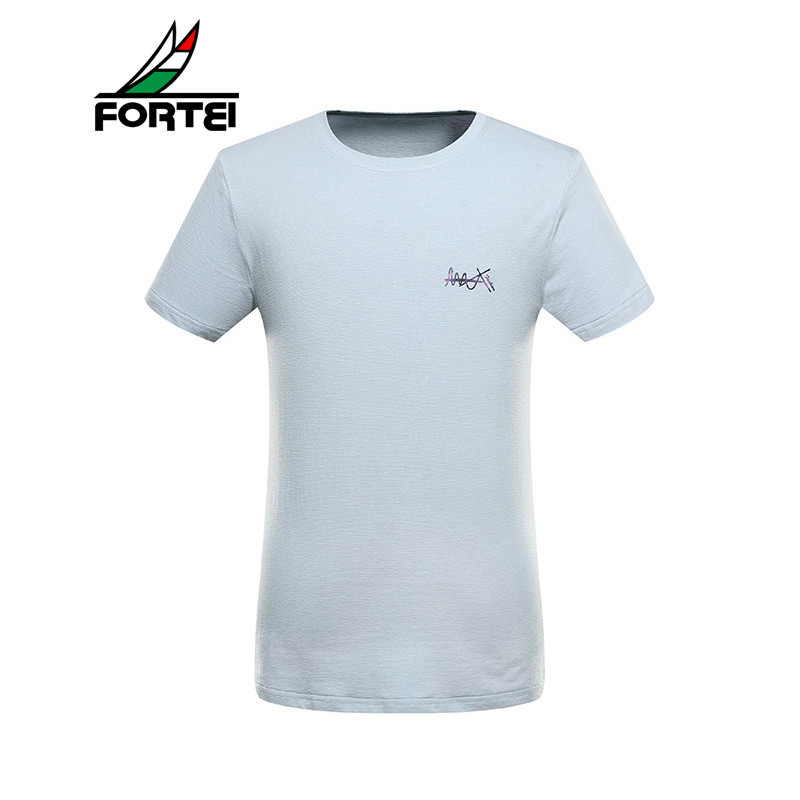 FORTEI富铤 短袖男士休闲时尚舒适圆领字母棉质夏季半袖 56(190/XXXL) 蓝色