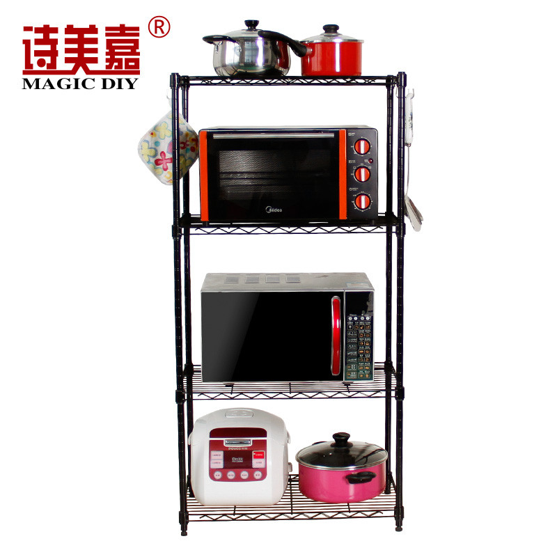 厨房置物架微波炉架锅架杂物架收纳架角落架子_9 宽35长60高90四层
