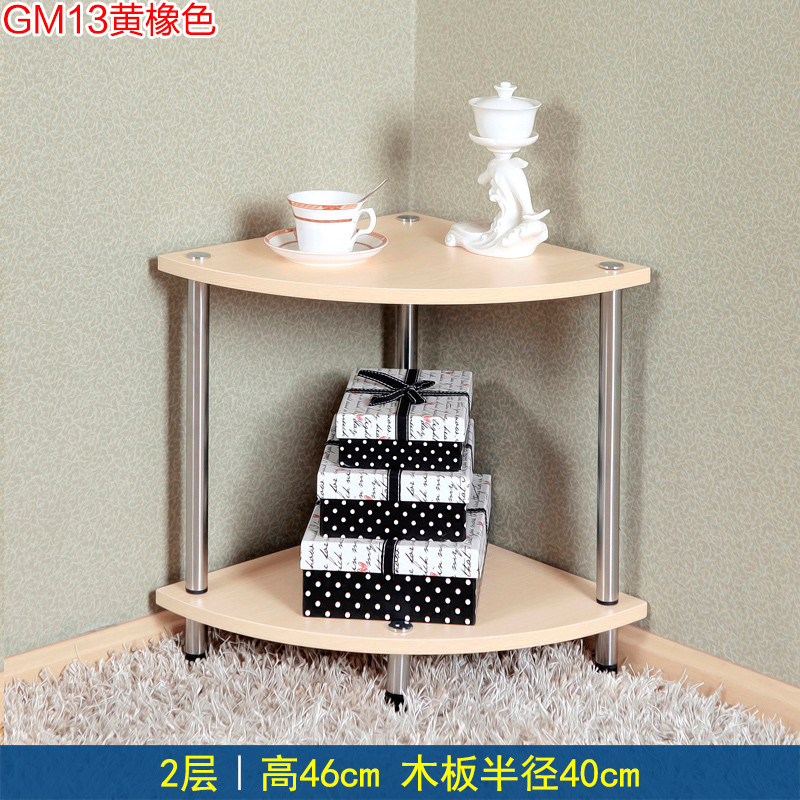 简约现代墙角柜转角柜三角柜储物柜置物架客厅扇形角落柜_4 2层黄橡色