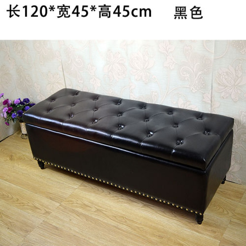 欧式门口换鞋凳鞋柜储物凳试鞋凳服装店沙发床尾凳实木试衣间凳子_7 120*45*45黑色