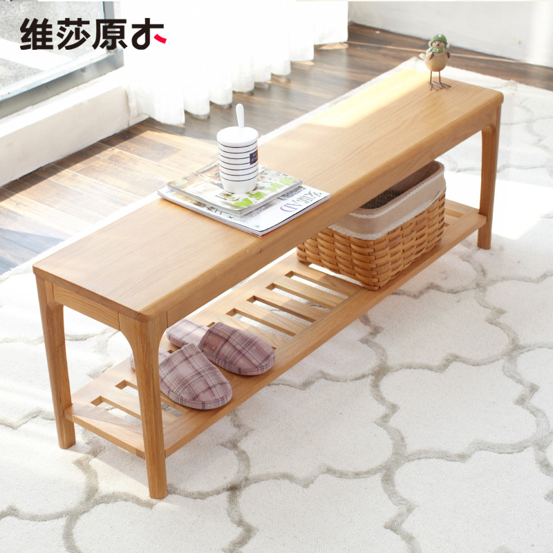 日式纯实木长凳长条凳床尾凳换鞋凳简约现代餐厅家具餐凳_13 1.1米原木色换鞋凳
