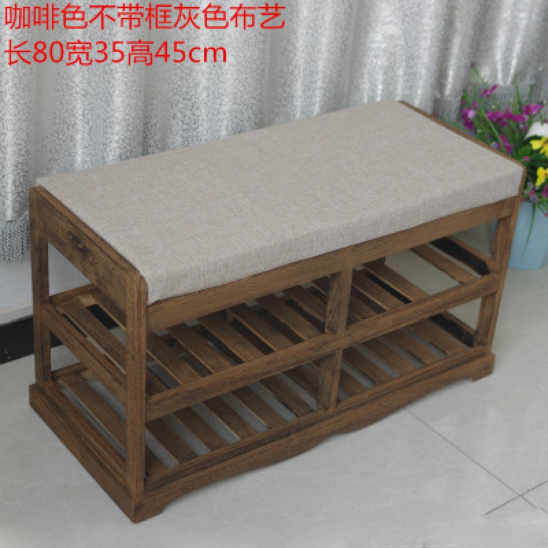 门口换鞋凳鞋柜实木简约现代进门鞋架穿鞋凳沙发凳坐式鞋柜储物凳_5 长80cm咖啡色无筐80*35*45cm