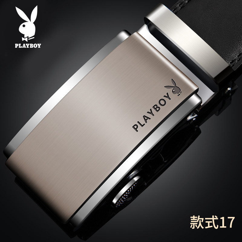 花花公子男士皮带真皮自动扣腰带韩版潮休闲青年商务牛皮裤带礼盒_QHJ68 统一尺码 款式17