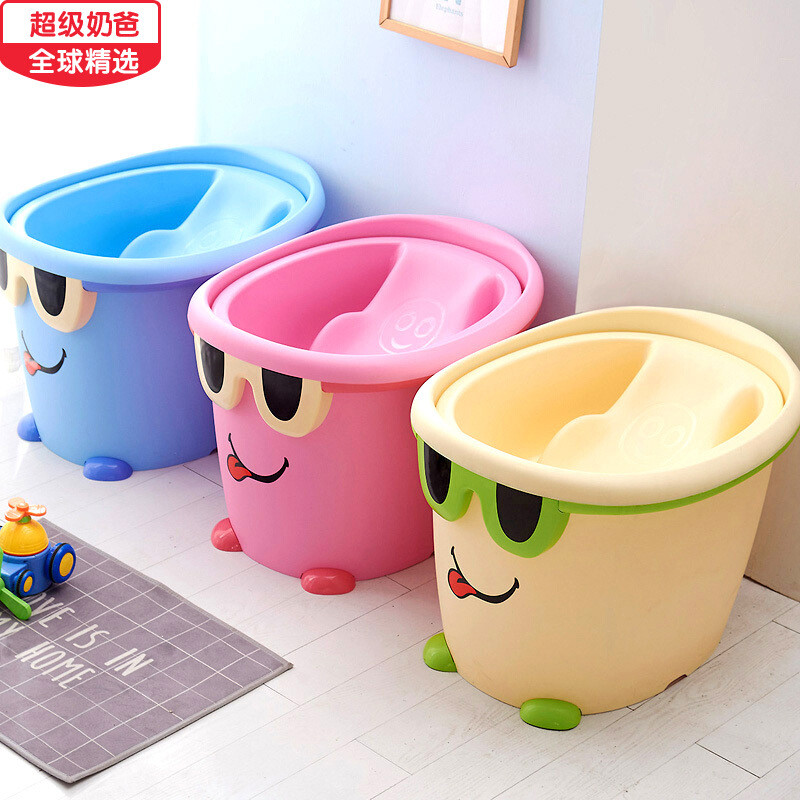 婴儿洗澡盆新生儿可坐躺通用宝宝浴桶盆大号加厚儿童泡洗澡桶小孩 清新蓝(单浴桶+花洒)