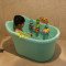 儿童洗澡桶宝宝澡桶加厚塑料保温可坐躺大号婴幼儿小孩泡澡桶盆 粉色+花洒