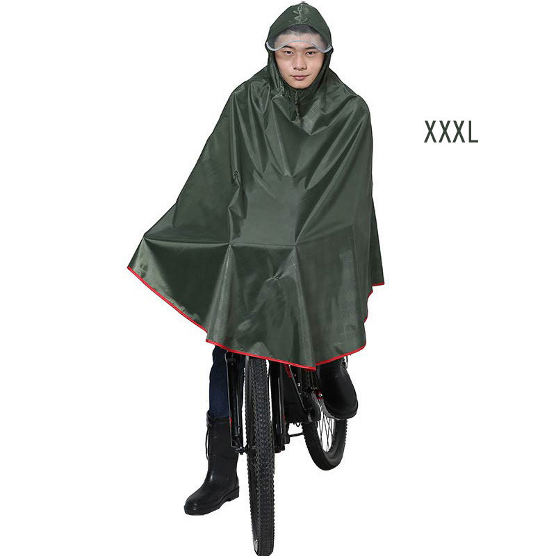 成人纯色加大加厚防风自行车雨披透明大帽檐男女成人电动单人雨衣适用一人出行雨天防护生活日用雨_9 XXXL军绿（升级款）