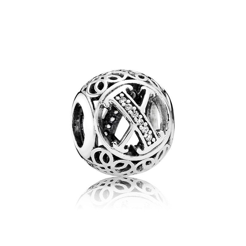 PANDORA潘多拉 复古字母X 925银串饰 791868CZ 银色