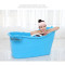 加厚泡澡桶家用塑料洗澡桶儿童浴缸大号浴盆带盖子_1 卡其色+礼包+1.2米