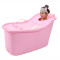 塑料浴桶泡澡桶大号儿童洗澡桶加厚沐浴桶浴缸家用洗澡盆盖粉红色1.2米升级款c 绿色1.2米升级款c